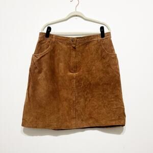 Marsh Landing II Brown suede leather mini skirt plus size 22W